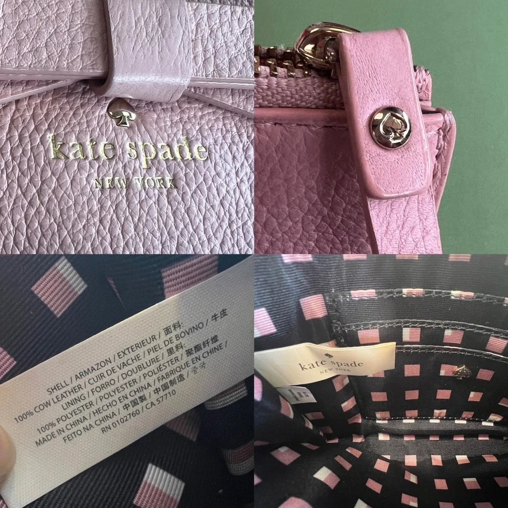 Kate Spade New York Pink Pebbled Leather Bow Wristlet Wallet PWRU4444